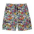 Graffiti Cartoon Characters Print Men's Swim Trunks