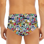 Graffiti Cartoon Characters Print Men's Triangle Swim Briefs