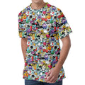 Graffiti Cartoon Characters Print Men's Velvet T-Shirt