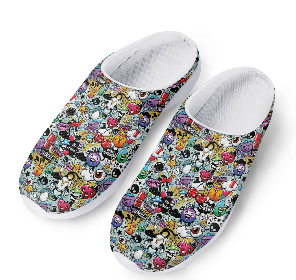 Graffiti Cartoon Characters Print Mesh Casual Shoes