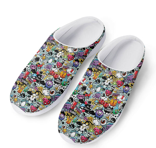Graffiti Cartoon Characters Print Mesh Casual Shoes