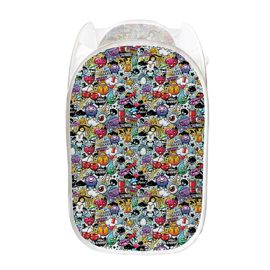 Graffiti Cartoon Characters Print Mesh Laundry Hamper
