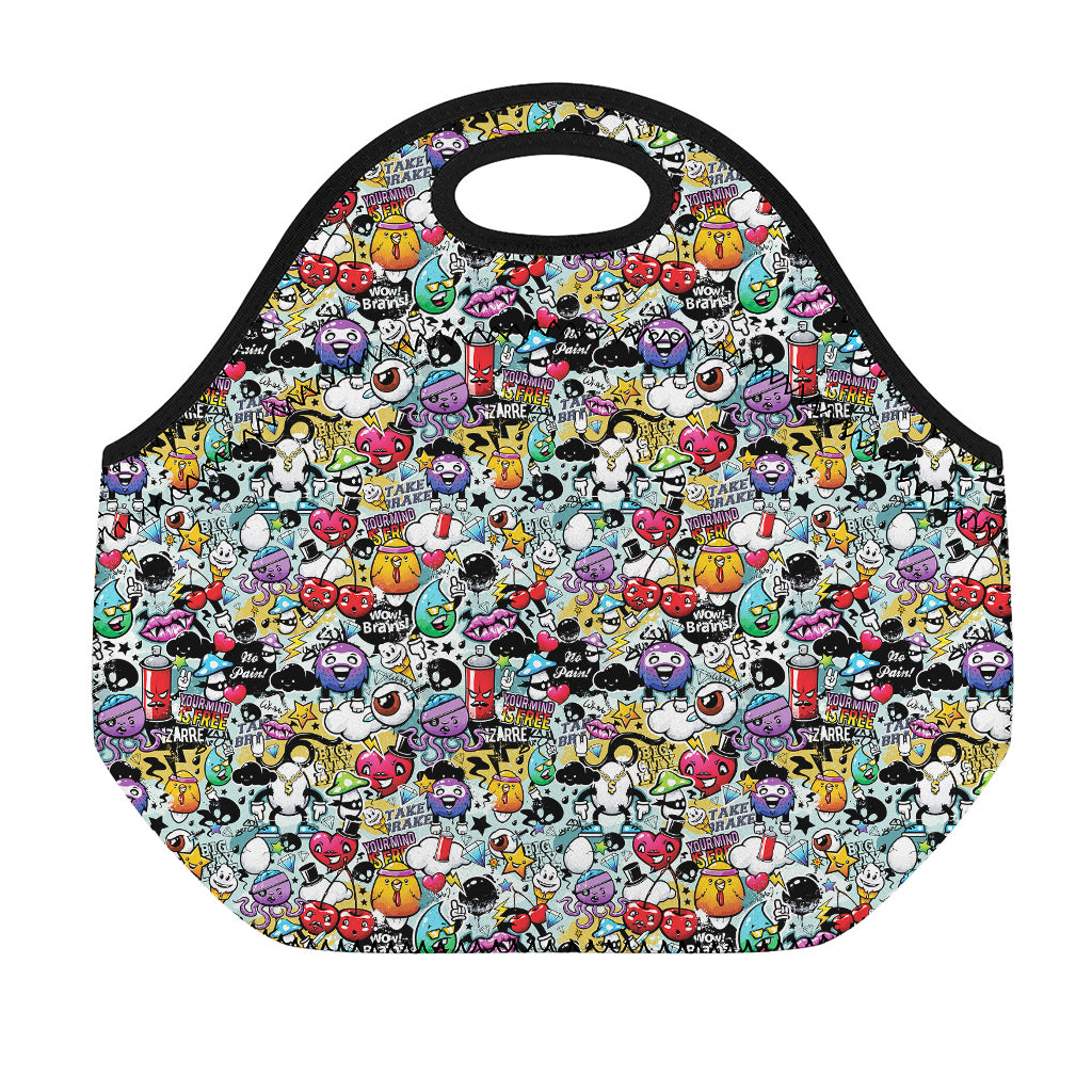 Graffiti Cartoon Characters Print Neoprene Lunch Bag