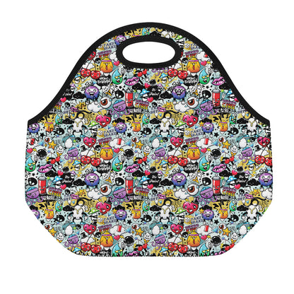 Graffiti Cartoon Characters Print Neoprene Lunch Bag
