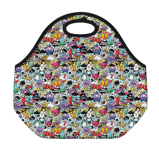 Graffiti Cartoon Characters Print Neoprene Lunch Bag