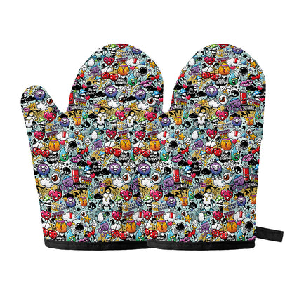 Graffiti Cartoon Characters Print Oven Mitts