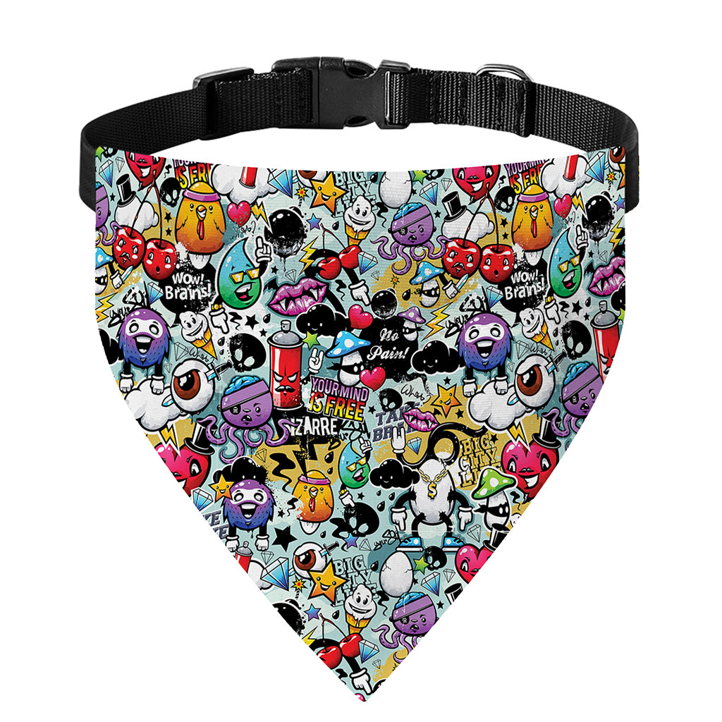 Graffiti Cartoon Characters Print Over The Collar Dog Bandana