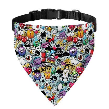 Graffiti Cartoon Characters Print Over The Collar Dog Bandana
