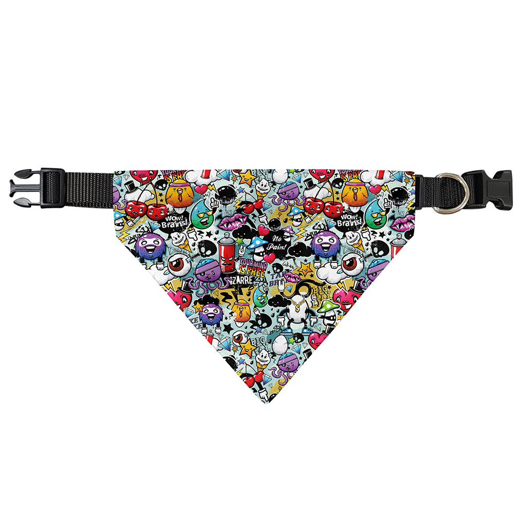 Graffiti Cartoon Characters Print Over The Collar Dog Bandana