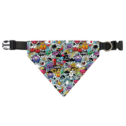 Graffiti Cartoon Characters Print Over The Collar Dog Bandana