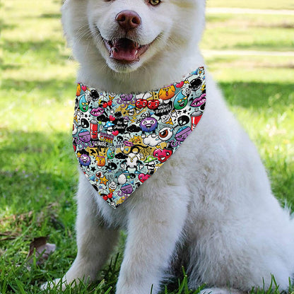 Graffiti Cartoon Characters Print Over The Collar Dog Bandana