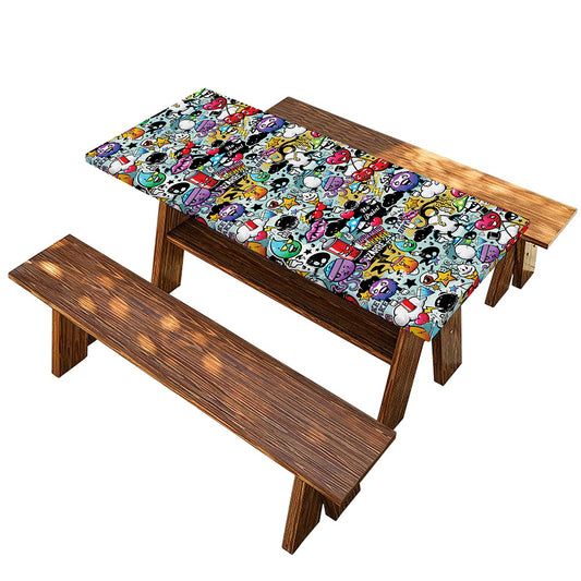 Graffiti Cartoon Characters Print Picnic Table Cover