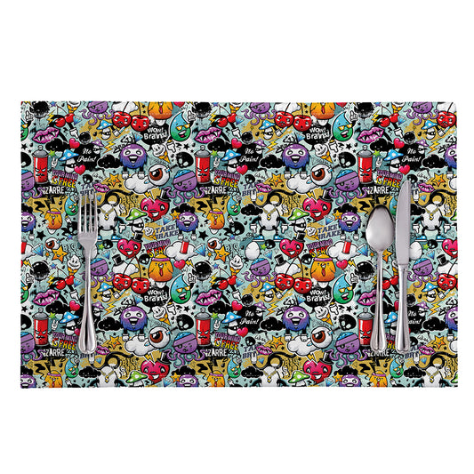 Graffiti Cartoon Characters Print Placemat