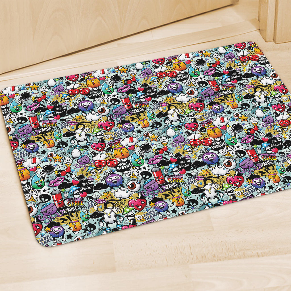 Graffiti Cartoon Characters Print Polyester Doormat
