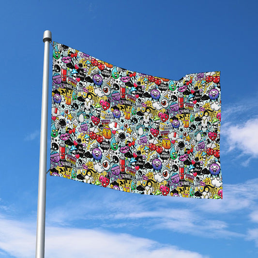 Graffiti Cartoon Characters Print Polyester Flag