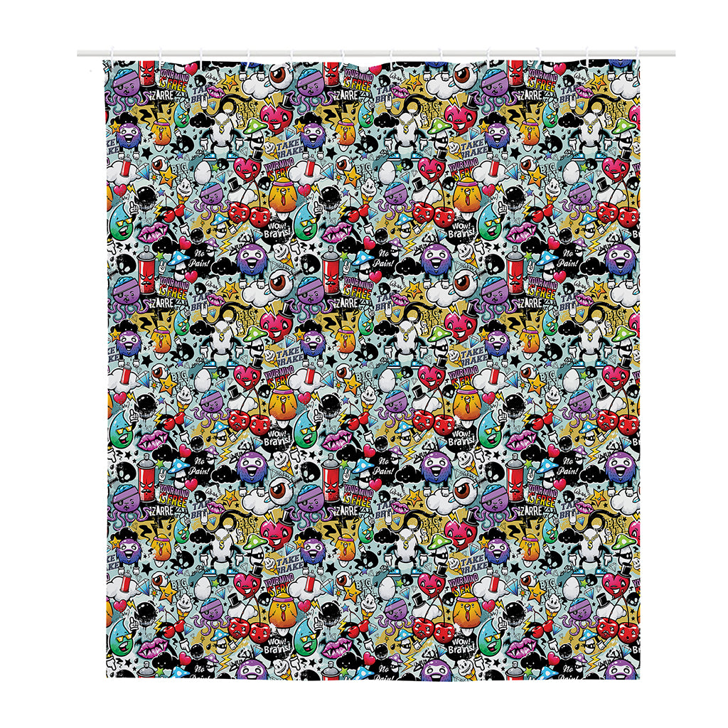 Graffiti Cartoon Characters Print Polyester Shower Curtain