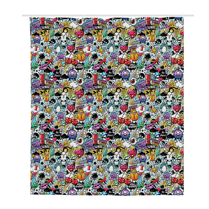 Graffiti Cartoon Characters Print Polyester Shower Curtain