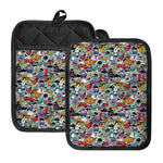 Graffiti Cartoon Characters Print Pot Holders With Pocket