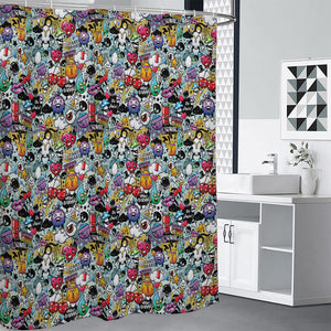 Graffiti Cartoon Characters Print Premium Shower Curtain