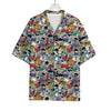 Graffiti Cartoon Characters Print Rayon Hawaiian Shirt