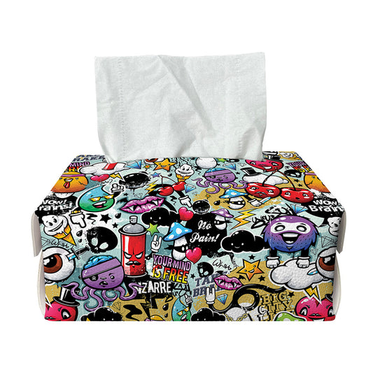 Graffiti Cartoon Characters Print Rectangle Tissue Box Cover