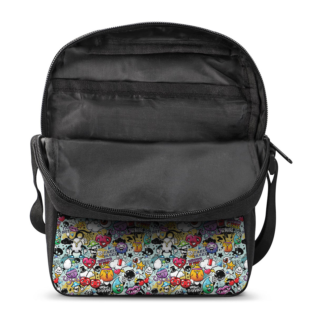 Graffiti Cartoon Characters Print Rectangular Crossbody Bag