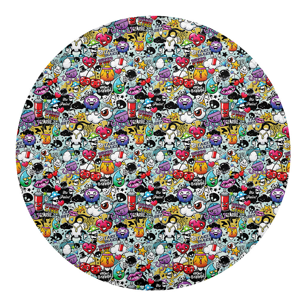 Graffiti Cartoon Characters Print Round Blanket