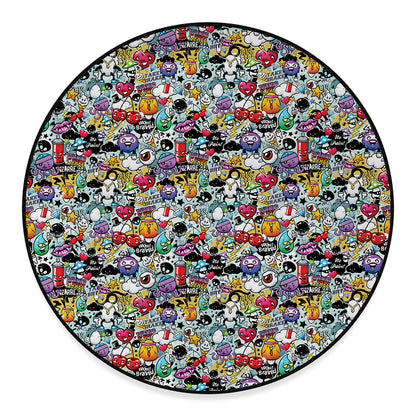 Graffiti Cartoon Characters Print Round Floor Mat
