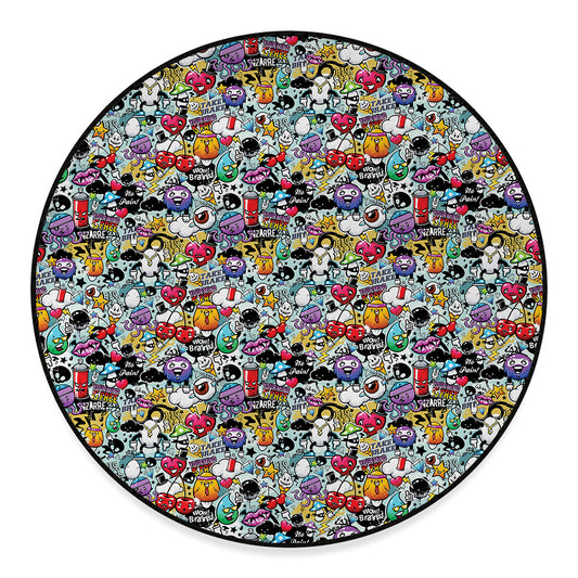 Graffiti Cartoon Characters Print Round Floor Mat
