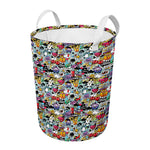 Graffiti Cartoon Characters Print Round Laundry Basket