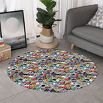 Graffiti Cartoon Characters Print Round Rug