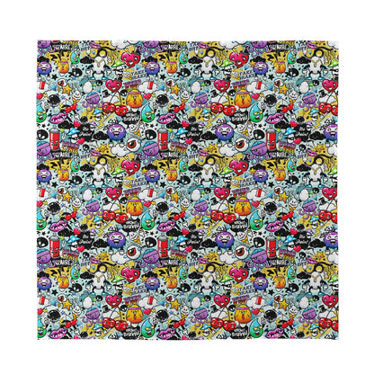 Graffiti Cartoon Characters Print Silk Bandana