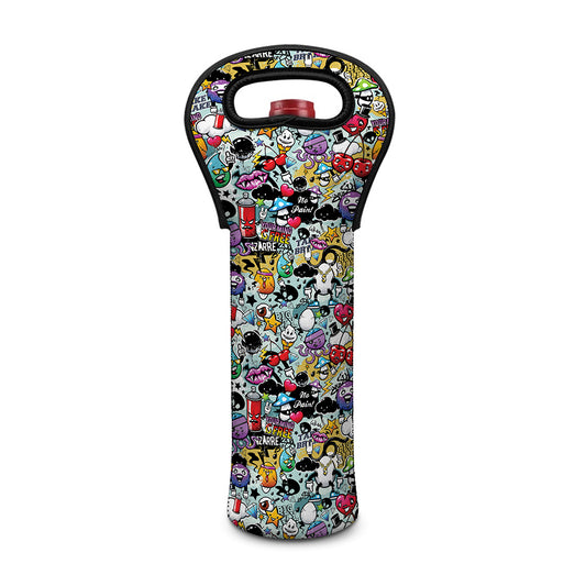 Graffiti Cartoon Characters Print Single Neoprene Wine Tote