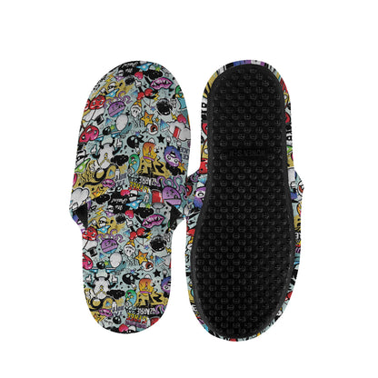 Graffiti Cartoon Characters Print Slippers