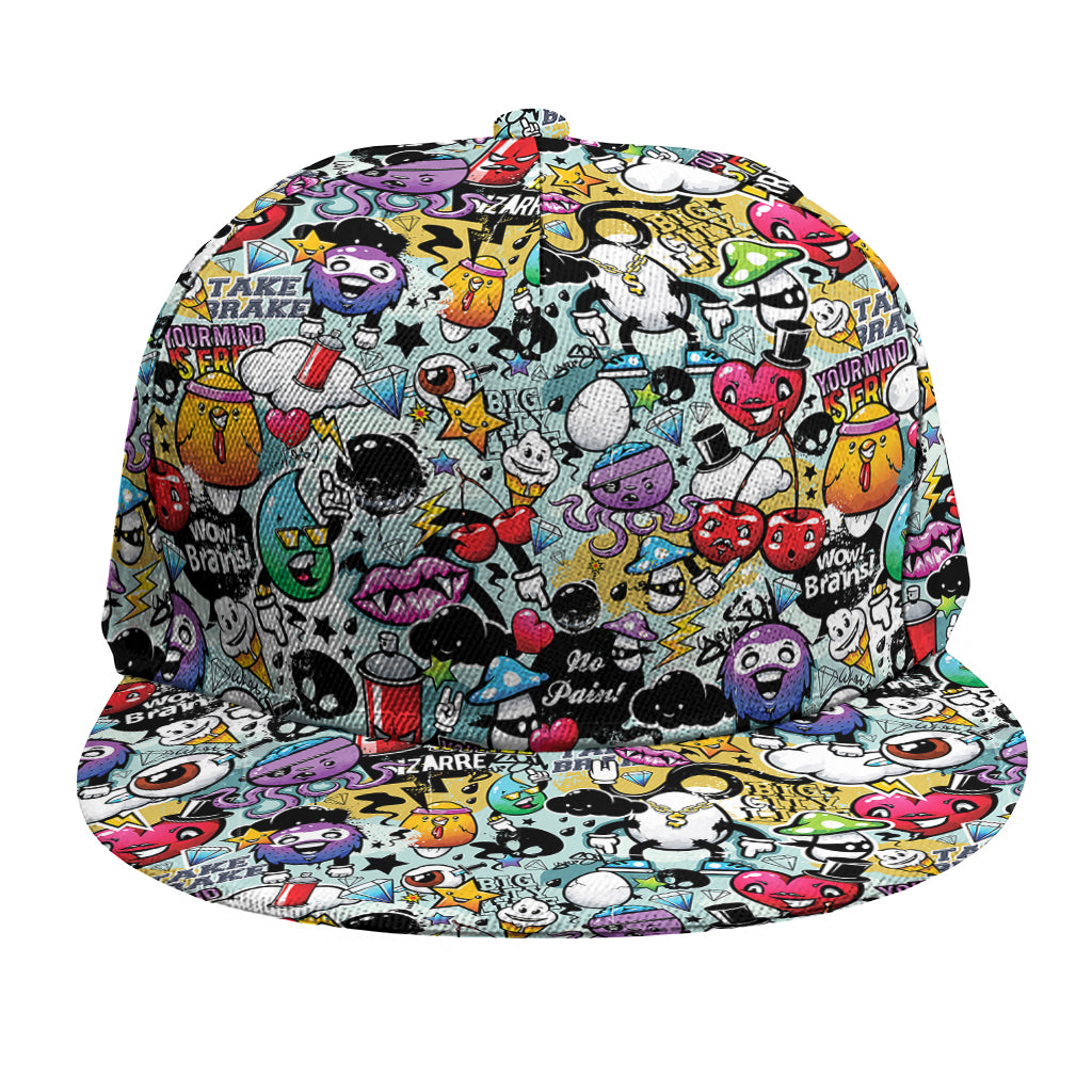 Graffiti Cartoon Characters Print Snapback Cap