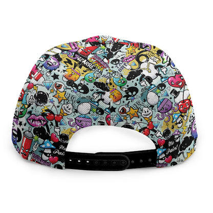 Graffiti Cartoon Characters Print Snapback Cap