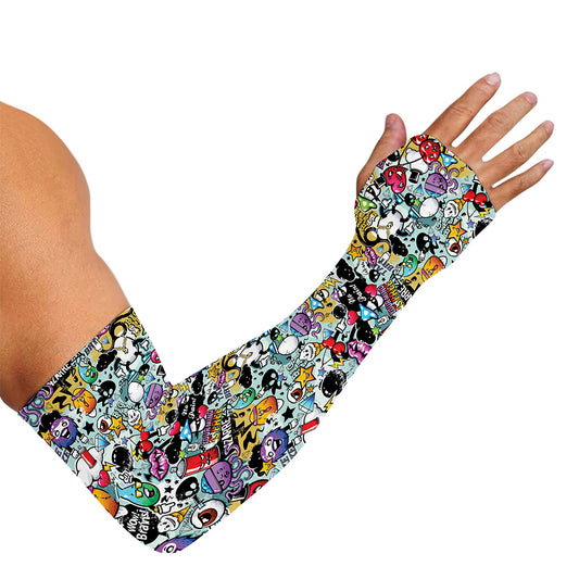 Graffiti Cartoon Characters Print Sun Protection Arm Sleeves