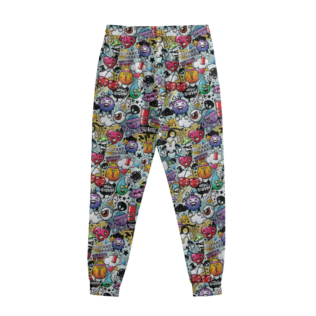 Graffiti Cartoon Characters Print Sweatpants