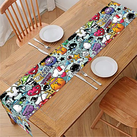 Graffiti Cartoon Characters Print Table Runner