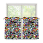 Graffiti Cartoon Characters Print Tier Curtains