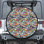 Graffiti Cartoon Characters Print Tire Cover