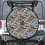 Graffiti Cartoon Characters Print Tire Cover With Camera Hole