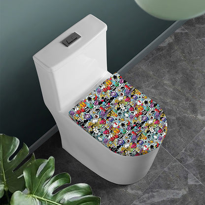 Graffiti Cartoon Characters Print Toilet Lid Cover