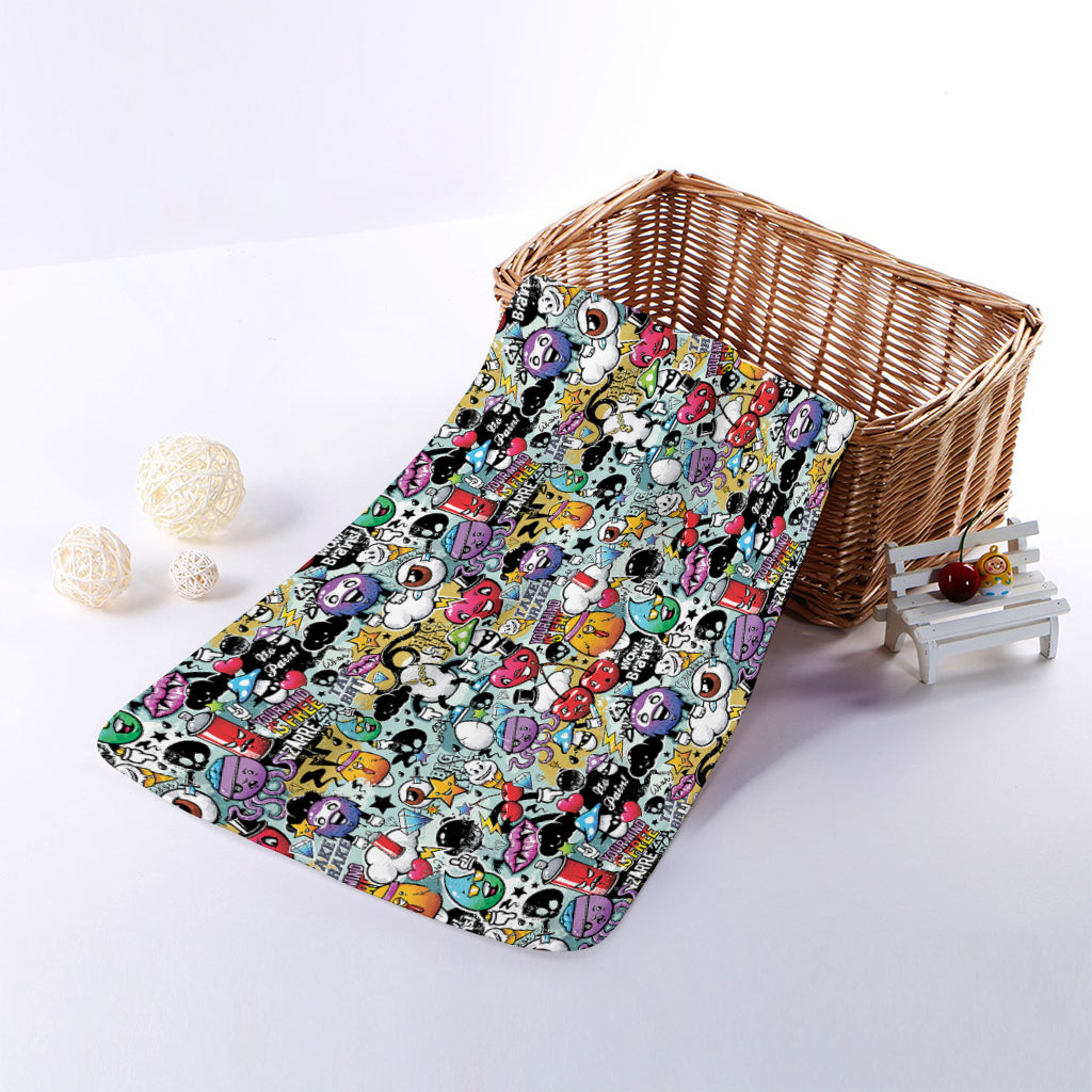 Graffiti Cartoon Characters Print Towel