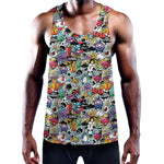 Graffiti Cartoon Characters Print Training Tank Top