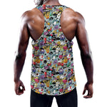 Graffiti Cartoon Characters Print Training Tank Top