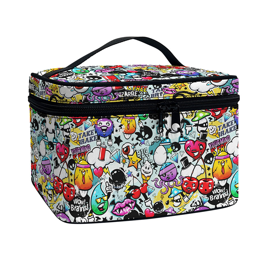 Graffiti Cartoon Characters Print Travel Makeup Bag