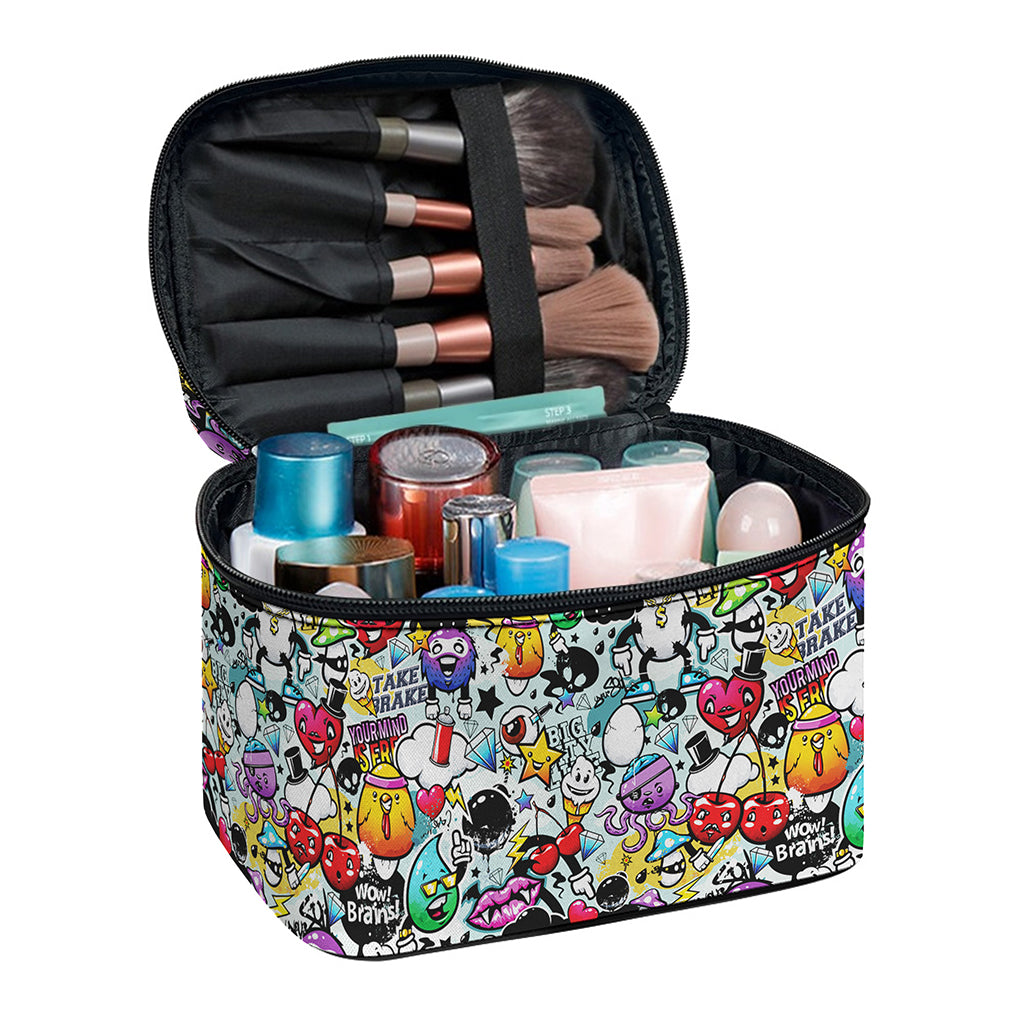 Graffiti Cartoon Characters Print Travel Makeup Bag