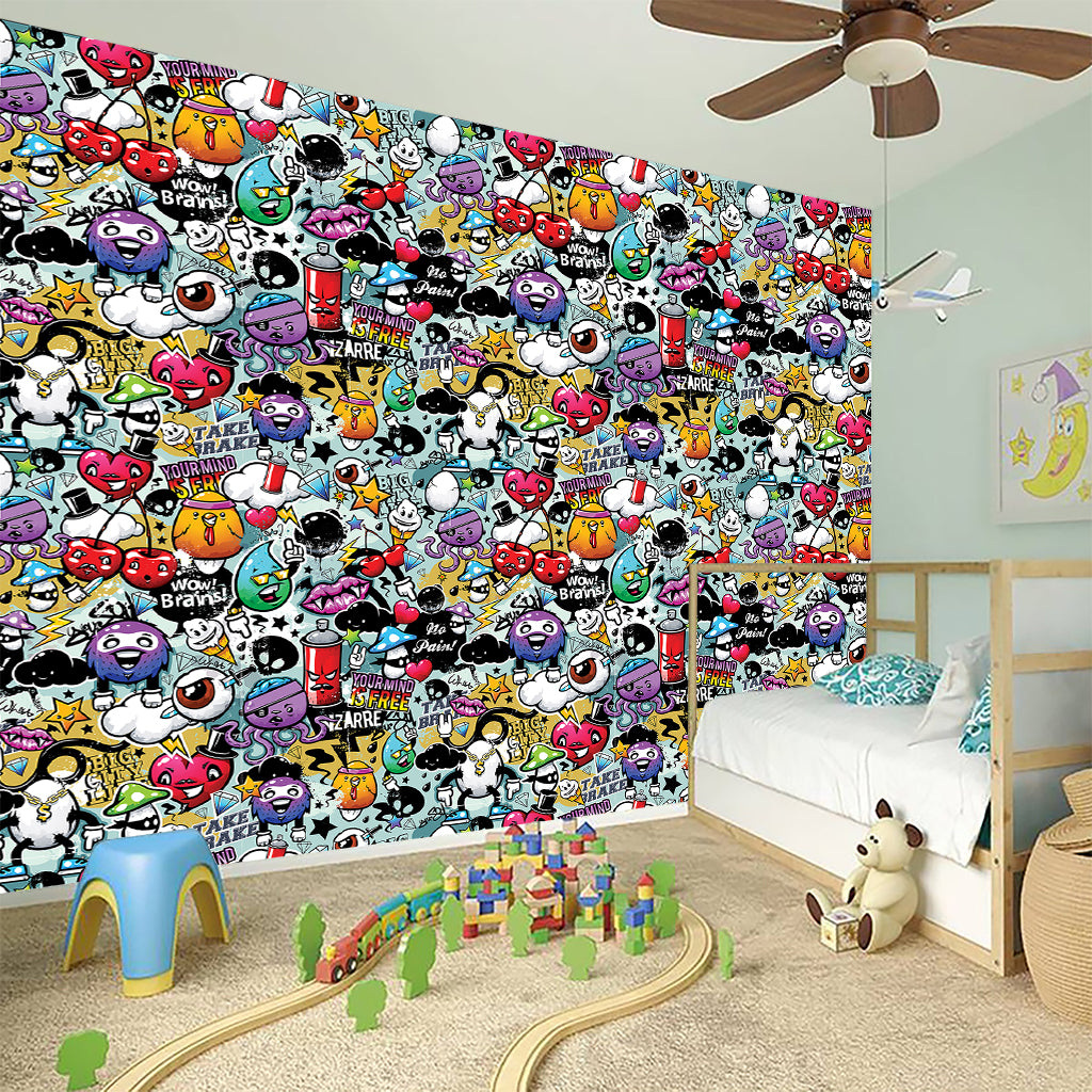 Graffiti Cartoon Characters Print Wall Sticker