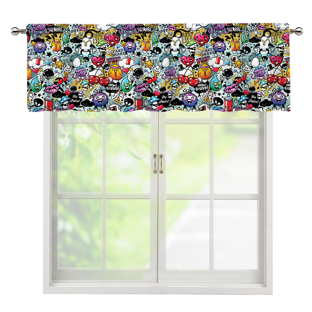 Graffiti Cartoon Characters Print Window Valance